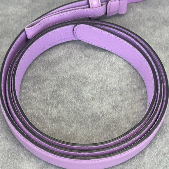 Gucci Azalea Double G Calfskin Enamel Monochrome 20mm Belt Purple 419417 95/38 - Picture 5 of 9